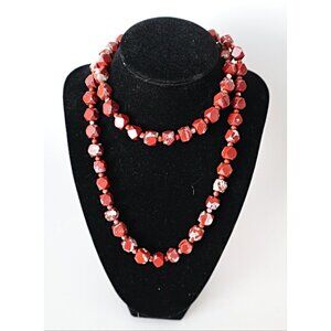 Vintage Natural Red Marbed Jasper Stone Necklace
